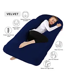 Angel Mommy Super Comfert J Shape Pregnancy Pillow with Velvet Zippered Cover, Large Pack of 1 - Dark Blue