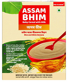 Pro To Grow Assam Bhim Baby Cereal 300g | Enriched with Bhim Banana, Rice & Milk with No Added Artificial Additives | Packed with 12 Essential Vitamins | Ideal for 6+ Months Baby
