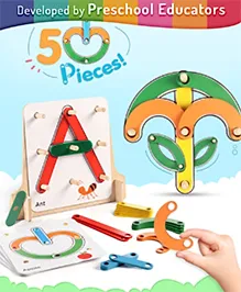 Intelliskills Wooden Letter & Object Maker with Model Cards 50 Pieces| Interactive Toy for Letter Recognition, Cogniitve Development & Fine Motor Skills| Educator Recommended|BIS Certified