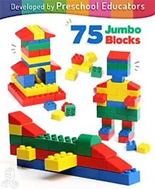 IntelliSkills Premium 75 Jumbo Building Blocks | Large Multicolour Blocks | Infinite Formations | Stack & Fix Construction Set | Educator Recommended
