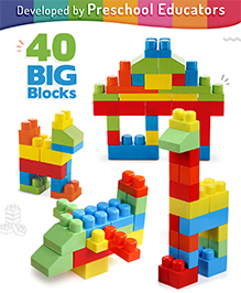 IntelliSkills Premium 40 Mega Building Blocks | Large Multicolour Blocks | Infinite Formations | Stack & Fix Construction Set | Educator Recommended