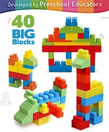 IntelliSkills Premium 40 Mega Building Blocks | Large Multicolour Blocks | Infinite Formations | Stack & Fix Construction Set | Educator Recommended
