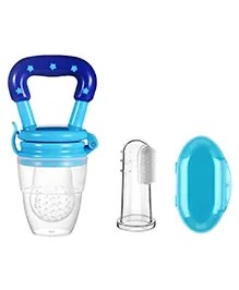 Safe-O-Kid Feeding & Cleaning Combo  1 Baby Fruit Nibbler + 1 Finger Brush , 0-24 Months (Assorted Colors)