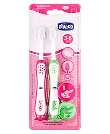 Chicco Ultra Soft Bristles Toothbrush Croc & Bunny Print Pack of 2 - Green & Pink