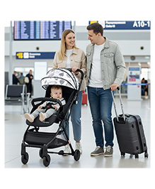 R for Rabbit Pocket Stroller Lite Stroller for Kids | Portable Travel Friendly Pre Installed Baby Trolley Pram for Newborn Boys & Girls of Age 0-3 Years (Black White)
