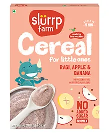 Slurrp Farm No Added Sugar Ragi & Apple Cereal | No Milk, No Preservatives, Made With Real Apple & Banana | Instant Cereal | 200g