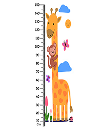 WENS Giraffe with Baby Monkey Height Chart Wall Decal Growth Chart-White
