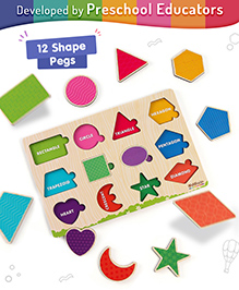 Intelliskills Wooden Hide N' Seek Shapes Puzzle Board - 12 Pieces |Shapes Matching & Recognition | Early Learning Puzzle Tray | BIS Approved | Educator Recommended