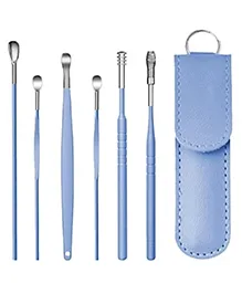 Stainless Steel Ear Wax Remover With Leather Storage Case - Pack of 6