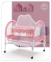 Babyhug Dream Time Cradle With Mosquito Net & Storage - Pink