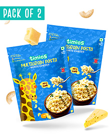 Timios No-Maida Multigrain White Cheesy Instant Macaroni Pasta | Healthy Pasta made With Brown Rice and Corn | No Preservatives | No Artificial Colors & Flavors | No Trans Fat | Pack of 2 | 195 g