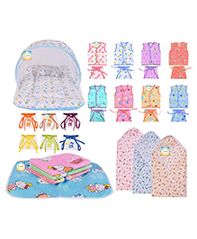 Kwitchy New Born Baby Daily Essential Bedding & Clothing Set Gifts Combo - Blue