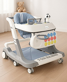 Babyhug Multifunctional Musical Anti-Fall & Convertible Baby Walker - Grey