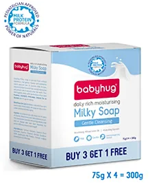 Babyhug Daily Rich Moisturising Milky Soap 4 x 75 g - Buy 3 Get 1 Free