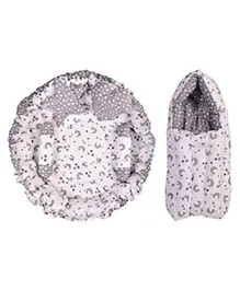 Toddylon Baby Bedding Combo Sleeping Essential Reversible Nest Bed & Carry Bag - Grey