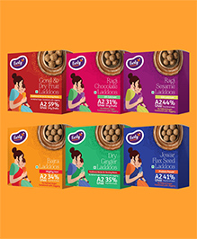 Early Foods Pack of 6 Laddoos (Ragi Chocolate Ragi Sesame Gond & Dry Fruits Dry Ginger Jowar Bajra Pack of 6 250 g Each