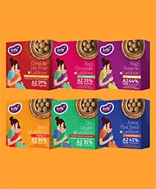 Early Foods Pack of 6 Laddoos (Ragi Chocolate Ragi Sesame Gond & Dry Fruits Dry Ginger Jowar Bajra Pack of 6 250 g Each