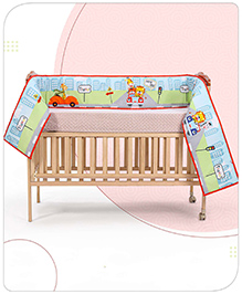 Babyhug 100% Cotton Digital Printed Cot Bumper Travel Theme -Multicolour