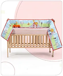 Babyhug 100% Cotton Digital Printed Cot Bumper Travel Theme -Multicolour