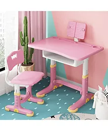 Babyhug Study Table & Chair Set with Height Adjustment  Pink| Reading Frame| Comfortable Backrest| Easy to Assemble| Easy to Clean and Maintain