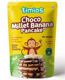 Timios Multigrain No-Maida Organic Millet Choco Banana Instant Pancake | Made with Organic Ragi, Jowar & Jaggery - 150 g