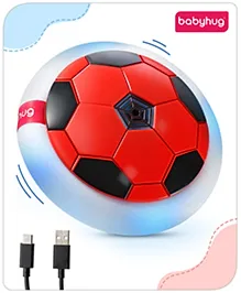 Babyhug Rechargeable Hover Football | Red Electric Air-Powered Floating Soccer Ball Toy | Indoor & Outdoor Fun for Kids | Safe & Durable  | Promotes Active & Play Coordination | BIS Certifie