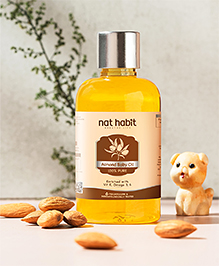 Nat Habit 100% Pure Almond Baby Massage Oil  Nourishes Skin & Hair, Protects & Promotes Hair Growth  200ml