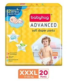 Babyhug Advanced Pant Style Diaper XXXL Size - 20 Pieces, Honeycomb Technology, Cottony Soft Diaper with 3D Leak Guard, Latex & Alcohol Free, Anti-rash & Gentle