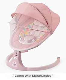 Babyhug Electric Rocker with Mosquito Net Baby Swing Cradle with Remote & 5 Modes of Speed Safety Belt  & Music- Pink