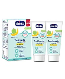 Chicco Dentifricio Toothpaste Apple and Banana Flavour Pack of 2 - 50 g Each