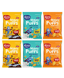 Slurrp Farm Not Fried Choco Ragi Cheese Herbs and Cheddar Cheese Puffs Pack of 6 - 20 Gm