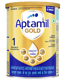 Aptamil Gold+ Stage 1 Prebiotic Infant Milk Formula 0-6M, DHA & Immune Support, 400g