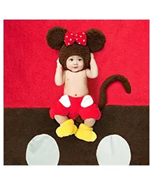 MOMISY Baby Photography Props Includes Cap Pant and Socks for Kids Parties Anniversaries Photography Set of 4 Pieces Brown Red and Yellow