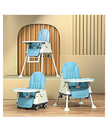 StarAndDaisy Comfort 4 in 1 Premium Multifunctional High Chair with Booster Normal & Detachable Tray Adjustable Height One Hand Adjustable Ultra Soft Cushion - Blue