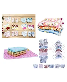 Fareto New Born Baby Daily Essentials 37 in 1 Items Combo - Multicolour