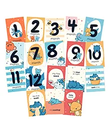 Zyozi Multicolor Milestone Cards Newborn Baby Monthly Age Cards - Pack of 18