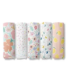 haus & kinder Eleflora Collection 100% Cotton Muslin Swaddle Pack Of  5 - Multicolor