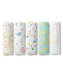 haus & kinder Dream Safari Collection 100% Cotton Muslin Swaddle Pack Of  5 - Multicolor