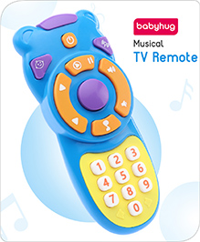 Babyhug&nbsp;Musical TV Remote Control Toy - Colour May Vary | Fun Sound & Light Toy for Kids | Encourages Sensory Development | Child-Safe & Non-Toxic | Ideal Gift for 3+ Months | BIS Certified