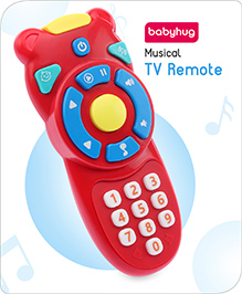 Babyhug Musical TV Remote Control Toy - Colour & Design May Vary | Interactive Pretend Remote with Sounds | Encourages Imaginative Play & Fine Motor Skills | Safe for Toddlers | BIS Certified