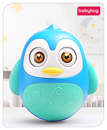 Babyhug Penguin Musical Push and Shake Eye Blinking Blue Roly Poly| Wobbling Bell Sounds For 8 Months+| Child Safe Material| Gifting Toy| BIS Certified