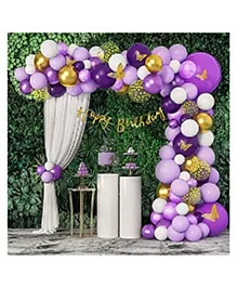 Bubble Trouble Butterfly Theme Happy Birthday DIY Kit with Net Curtain & Purple Shades Balloons Butterfly Pack of 83