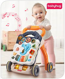 Babyhug Premium Seahorse Push Walker for Kids- Blue| Activity Walker with Music & Light for Toddlers| Fun Musical Table| Sit to Stand Multi Activity Walker| Interactive Learning Toy for 9 Months to 3 Years Kids| BIS Certified