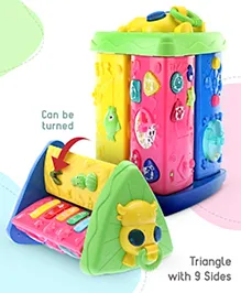 Babyhug Premium Colorful Learning Pyramid with Interactive Play for Babies| Multi Activity Musical Toy with Light, Animal Sound for Toddlers| Fun Educational Toy for 0 to 24 Months Baby| BIS Certified