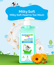 Mamaearth Baby Head to Toe Wash With Oats Milk Calendula for Babies 2 in 1 Tear Free Body Wash & Shampoo- 400 ml