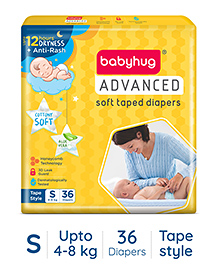 Babyhug Advanced Tape Style Diapers Small Size - 36 Pieces
