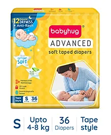 Babyhug Advanced Tape Style Diapers Small Size - 36 Pieces