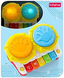 Babyhug 2 In 1 Musical Drum Piano With Lights and Animal Sounds| Volume Control Early Educational Learning Toy| Musical Toy with Flashing Lights Drum Keyboard for 3 Years+ Kids| Gifting Toy| BIS Certified