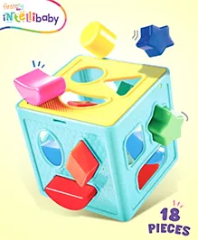 Intellibaby Premium Shape Sorter Cube for Toddlers | 18 Multicoloured Shapes | Builds Motor Skills |Early Learning Educational Toy |Paediatrician Approved |Colour May Vary |BIS Certified |For Gifting