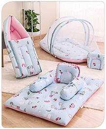 Babyhug Premium Bedding Super Saver Combo Set of 3 Bunny Print- Blue